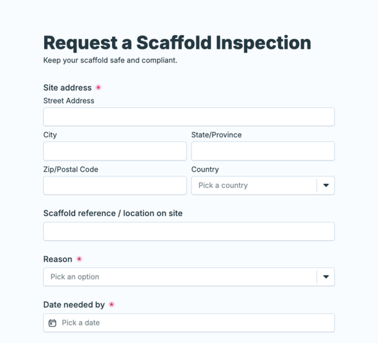 Scaffold Inspection Request Form