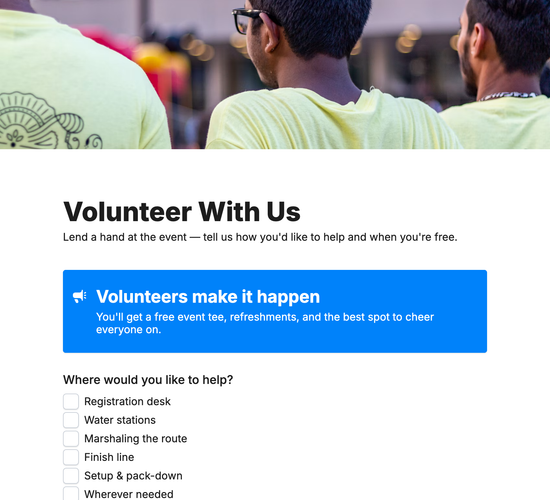 Event Volunteer Application Form
