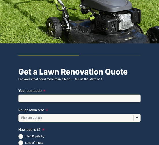 Lawn Renovation & Overseeding Quote Request Form