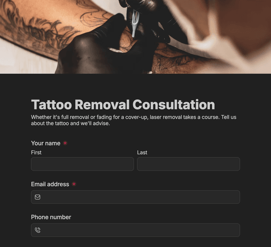 Tattoo Removal Consultation Form