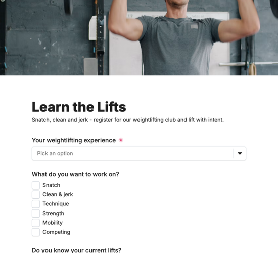 Olympic Weightlifting Club Registration Form