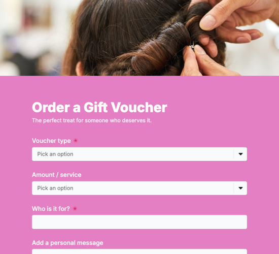 Hair Salon Gift Voucher Order Form