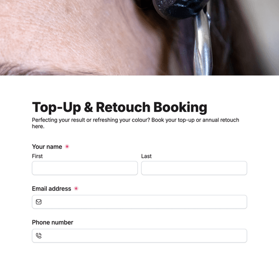 Microblading Top-Up & Retouch Booking Form