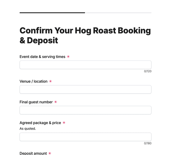 Hog Roast Booking & Deposit Agreement Form