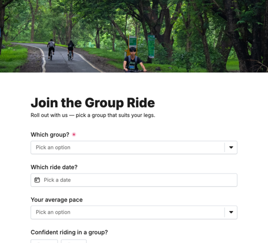 Group Ride Signup Form