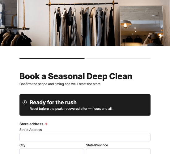 Seasonal & Sale-Period Deep Clean Booking Form