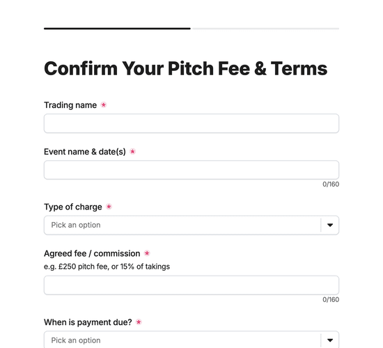 Pitch Fee & Commission Agreement Form