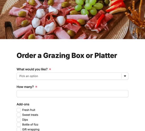 Grazing Box & Platter Order Form