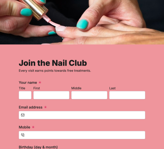Nail Salon Loyalty Signup Form