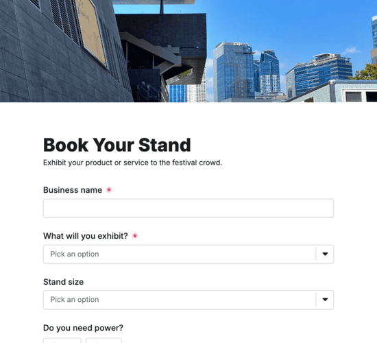 Festival Exhibitor & Stall Booking Form