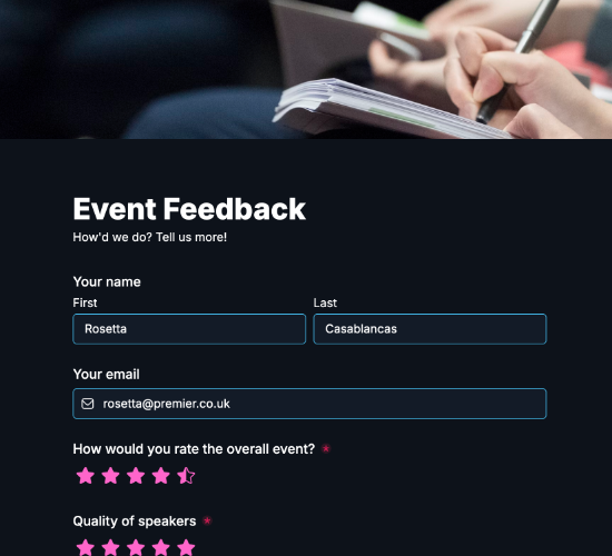 Marketing Event Feedback Form