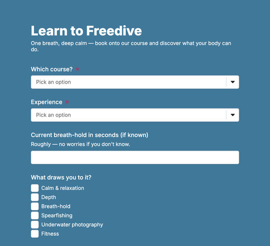 Freediving & Apnea Course Booking Form