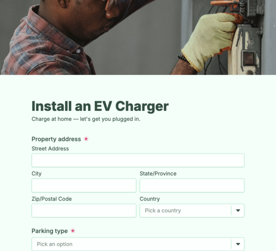 EV Charger Installation Inquiry Form