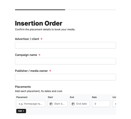 Insertion Order Form