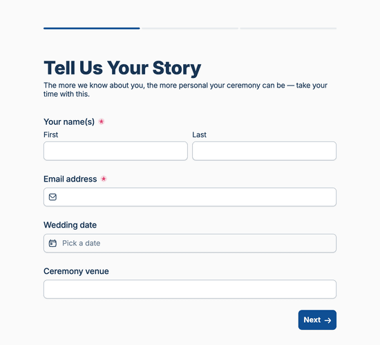 Ceremony Planning Questionnaire Form