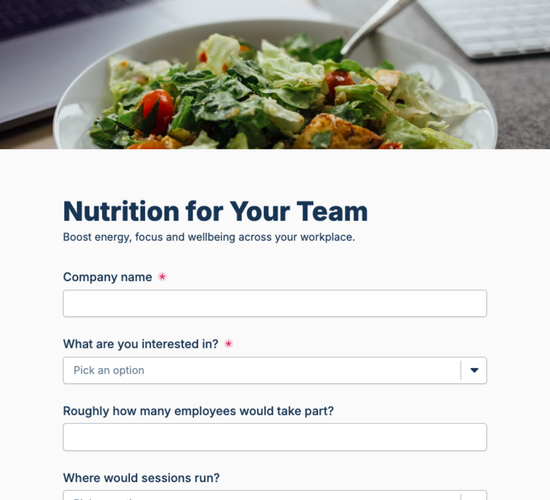 Corporate & Workplace Nutrition Inquiry Form