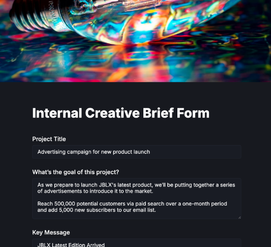 Internal Creative Brief Form