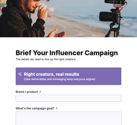 Influencer Campaign Brief Form