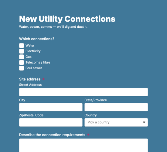 Utilities Connection Inquiry Form
