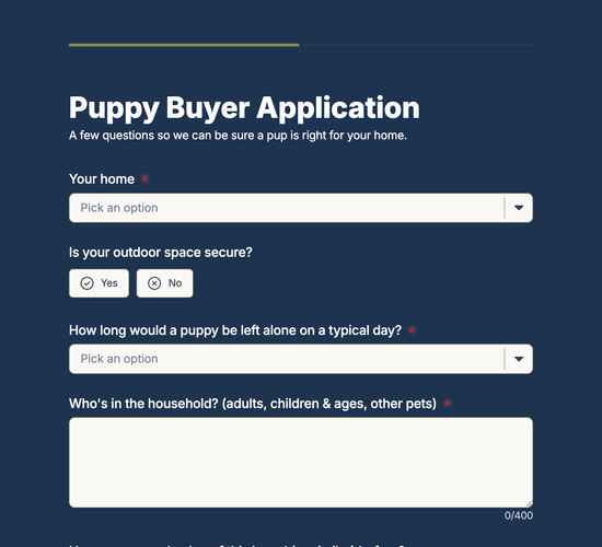 Puppy Buyer Application & Home Check Form