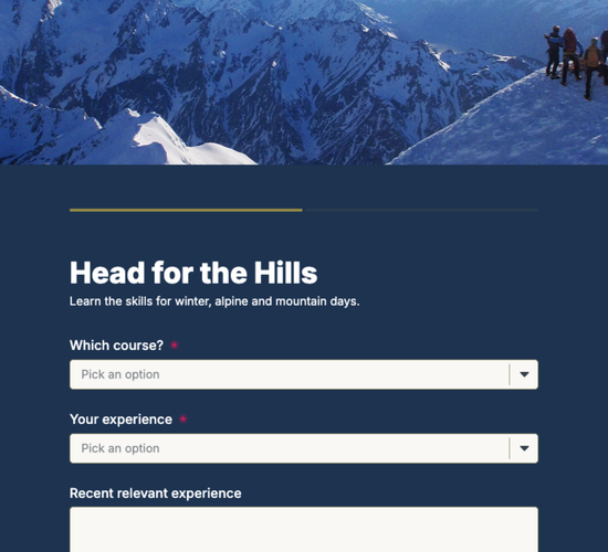 Mountaineering & Alpine Skills Course Registration Form