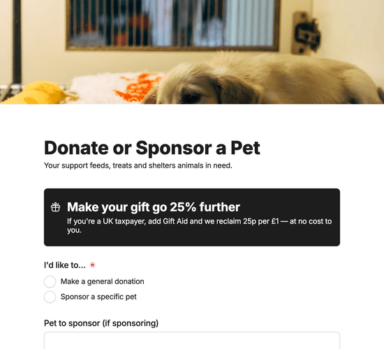 Donation & Sponsor-a-Pet Form