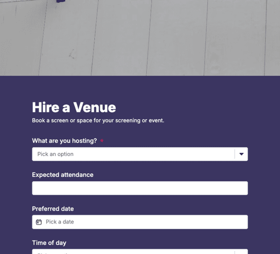 Screening Venue Hire Form