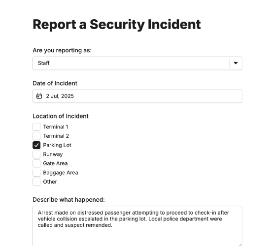 Security Incident Report Form