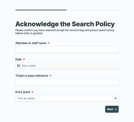 Bag Search Policy Acknowledgement Form