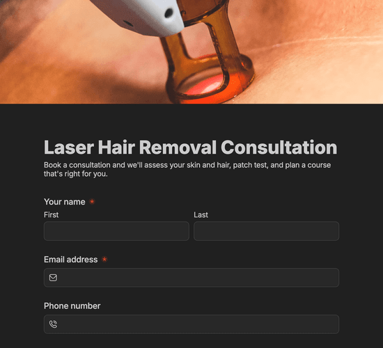 Laser Hair Removal Consultation Booking Form