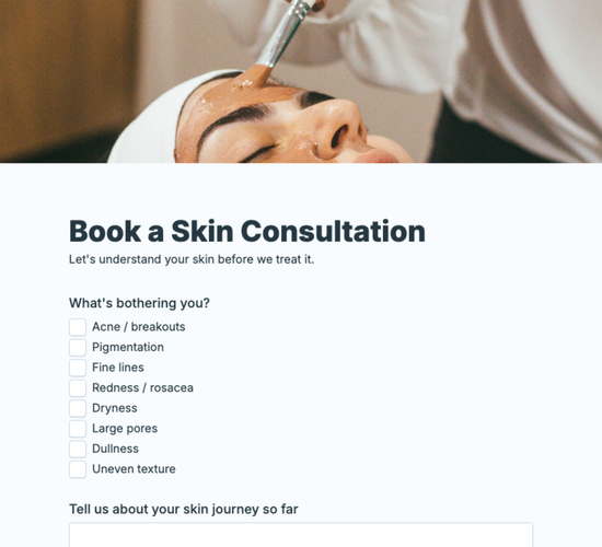 Skin Consultation Booking Form