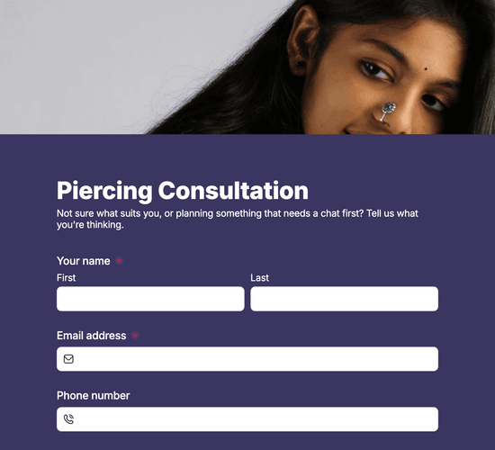 Piercing Consultation Form