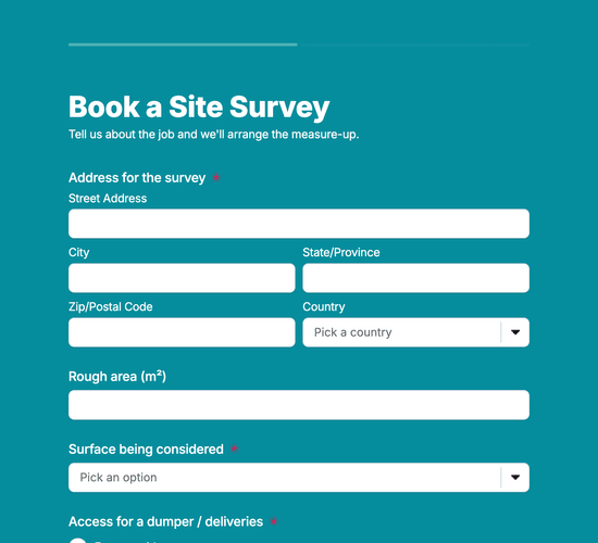 Driveway & Paving Site Survey Request Form