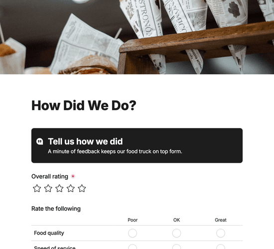 Street Food Truck Feedback Form