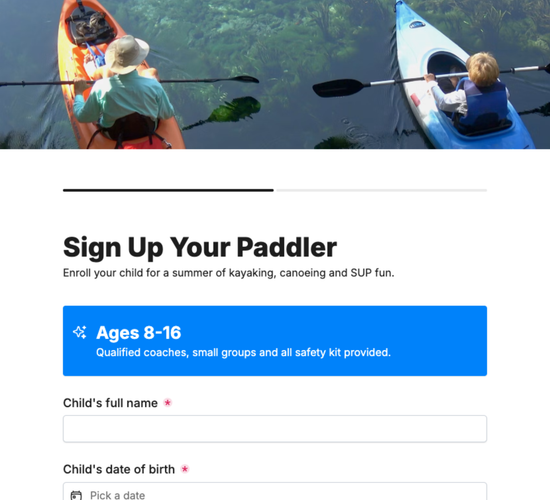 Junior Paddlesport Camp Enrollment Form