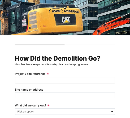 Demolition Work Feedback Form