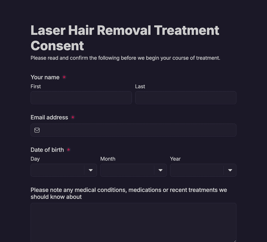 Laser Hair Removal Treatment Consent Form