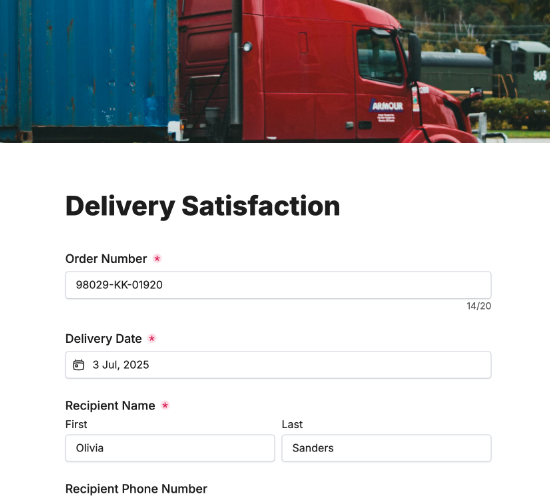 Delivery Satisfaction Survey Form