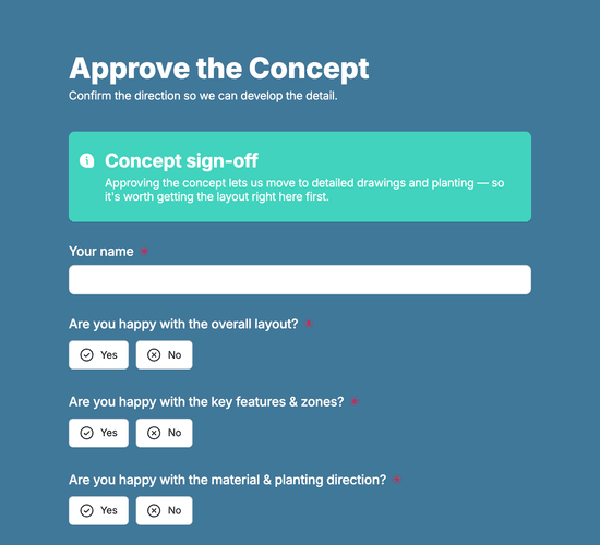 Design Concept Approval Form