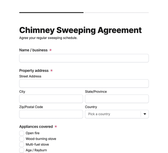 Chimney Sweeping Service Agreement Form