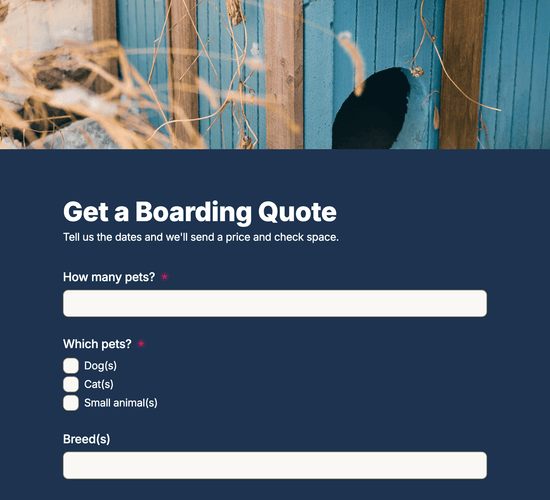 Boarding Quote & Availability Request Form