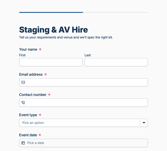 Staging & AV Hire Form