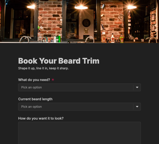Beard Trim & Styling Booking Form