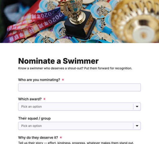 Swimmer Award Nomination Form