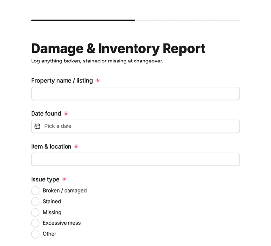 Damage & Inventory Report Form