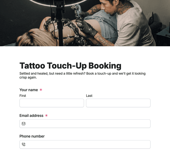 Tattoo Touch-Up Booking Form