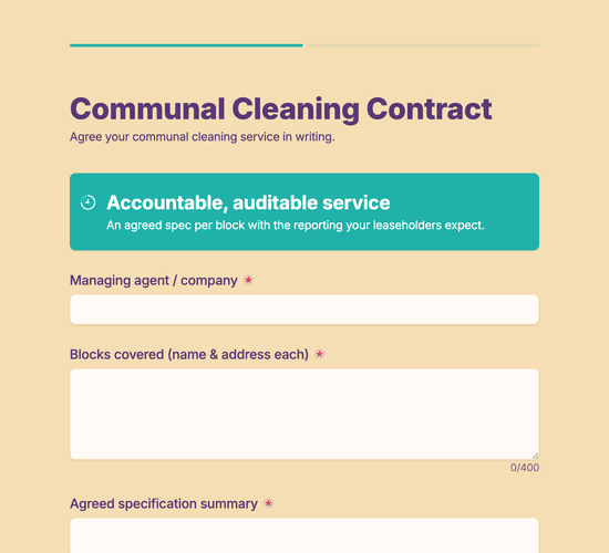 Communal Cleaning Contract Agreement Form