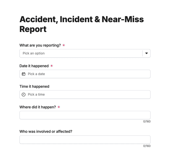 Accident, Incident & Near-Miss Report Form