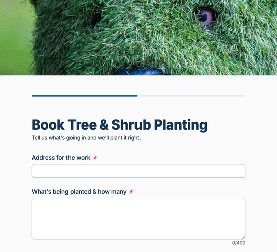 Tree & Shrub Planting Booking Form