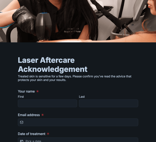 Laser Aftercare Acknowledgement Form